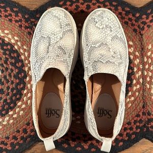 Sofft brand, size 8 1/2, genuine leather slip on sneakers, worn once.